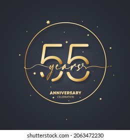 Plantilla de logotipo de 55 años. 55º cumpleaños, icono del aniversario de la boda. Imagen de un símbolo de moda. EPS vectorial 10. Aislado en segundo plano.