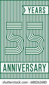 55 years anniversary logo. Vector and illustration. Line art anniversary design template.
