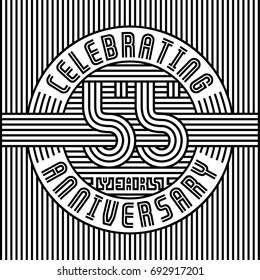 55 years anniversary logo. Vector and illustration. Line art anniversary design template.