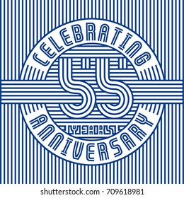 55 years anniversary logo. Vector and illustration. Line art anniversary design template.