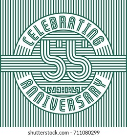 55 years anniversary logo. Vector and illustration. Line art anniversary design template.