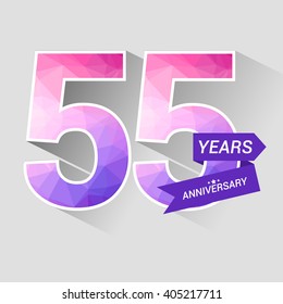55 Years Anniversary with Low Poly Design