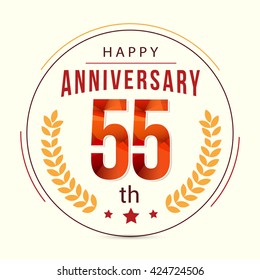 55 Years Anniversary with Low Poly Design and Laurel Ornaments