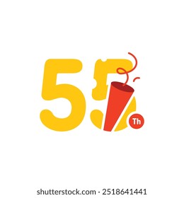 55 Years Anniversary Number Fun Design Vector Template Illustration