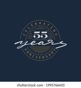 55 years anniversary pictogram vector icon, 55th year birthday logo label.