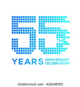 55 years anniversary with a pixels digital,technology logo