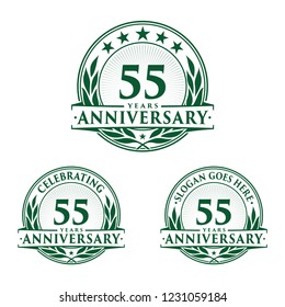 55 years anniversary set. 55th celebration logo collection. Vector and illustration. 