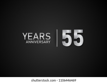 55 years anniversary silver design for celebration event isolated on black background