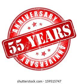 55 years anniversary stamp.  Vector illustration.