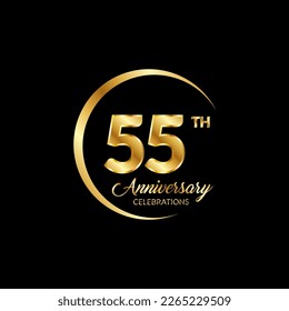 55 years anniversary. Anniversary template design concept with golden number , design for event, invitation card, greeting card, banner, poster, flyer, book cover and print. Vector Eps10