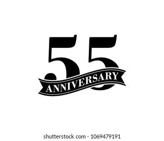 55 Years Anniversary Vector Logo Design Template. 55th Birthday Celebration.