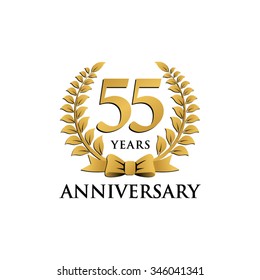 55 Years Anniversary Wreath Ribbon Logo 