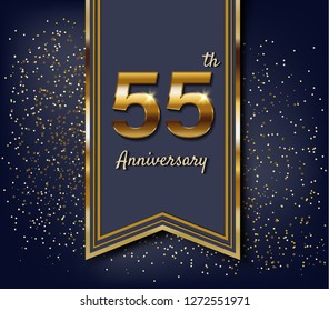 55 years anniversary.55th anniversary celebration gold numbers.