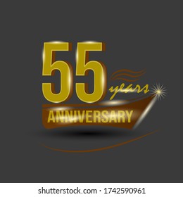 55 Years Brown Gold Anniversary Logo in Vector eps.10