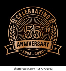 55 years of celebrations design template. 55th logo. Vector and illustrations.
