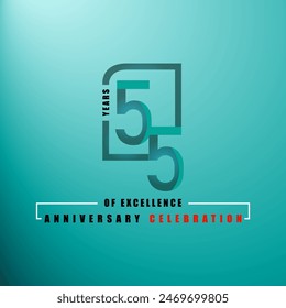 55 years of excelence anniversary celebration 3d vector template design illustration