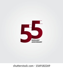 55 Years Excellent Anniversary Vector Template Design Illustration