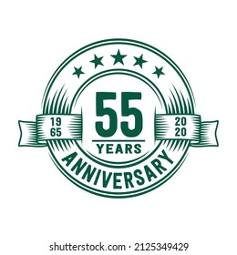 55 years logo design template. 55th anniversary vector and illustration.