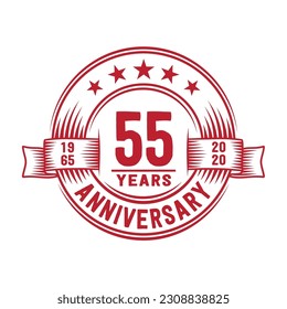 55 years logo design template. 55th anniversary vector and illustration.