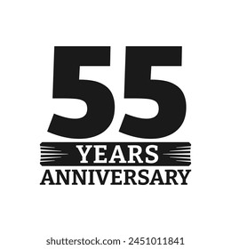 55 Jahre Logo oder Icon. 55. Jubiläumsabzeichen. Geburtstag feiern, Jubiläums-Emblem-Design mit Nummer zwanzig. Vektorillustration.