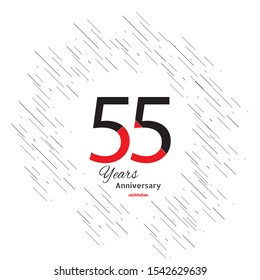 55 Years Old Celebrating Classic Logo. Colored Happy Anniversary Template Numbers. Greetings Celebrates. Traditional Framed Digits Of Ages.