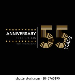 55 Years Old Celebrating Logo. Happy Anniversary 55th. Greetings Celebrates.