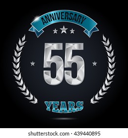 55 Years Silver anniversary logo, low poly design number