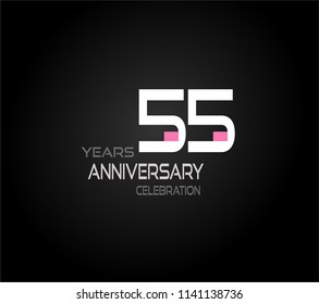 55 years simple black background with elegance white anniversary and orange, pink color accent