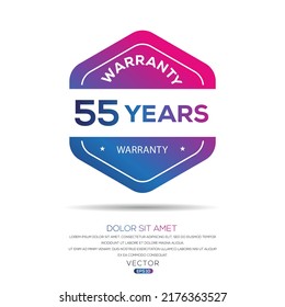 55 years warranty seal stamp, vector label.