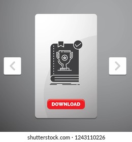 554, Book, dominion, leader, rule, rules Glyph Icon in Carousal Pagination Slider Design & Red Download Button