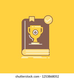 554, Book, dominion, leader, rule, rules Flat Line Filled Icon. Beautiful Logo button over yellow background for UI and UX, website or mobile application