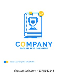 554, Book, dominion, leader, rule, rules Blue Yellow Business Logo template. Creative Design Template Place for Tagline.