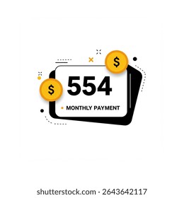 Mês de $554 dólares. 554 USD Autocolante mensal