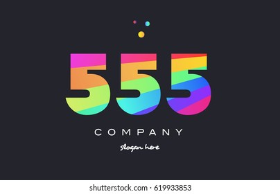 555 creative color green orange blue magenta pink number digit company logo vector icon spectrum