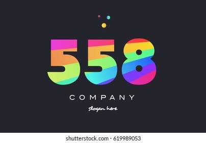 558 creative color green orange blue magenta pink number digit company logo vector icon spectrum