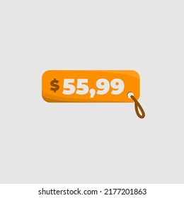 Icono de etiqueta de precio de $55.99 vectorizado naranja