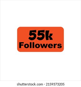 55k seguidores Vector naranja, icono, sello, ilustración de logotipo