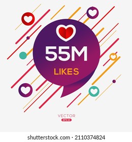 55M, 55 million likes design for social network, Vector illustration