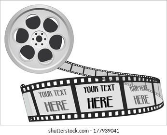 55mm movie film strip. Cinema Film Roll isolated on white background. your text here space. vector illustration twisted filmstrip against abstract vector art image illustration eps10 grayscale retro