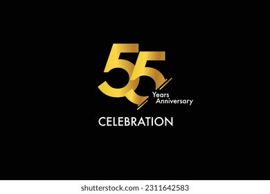 55th, 55 years, 55 year anniversary gold color on black background abstract style logotype. anniversary with gold color isolated on black background, vector design for celebration vector