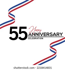 55th Anniversary celebration background.  background with bent ribbon vector design