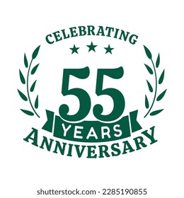 plantilla de diseño de celebración del 55 aniversario. 55 años vector e ilustración.