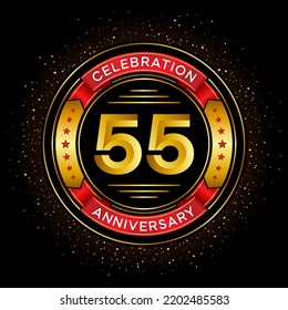 55th Anniversary Celebration Red Ribbon Isolated Stock Vector (Royalty ...