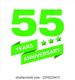 55th anniversary celebration vector template, bright creative 55th birthday logo design with beautiful ribbon. vector eps10