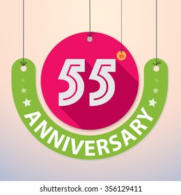 55th Anniversary - Colorful Badge, Paper cut-out