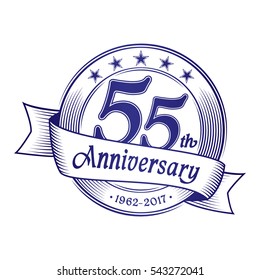 55th Anniversary design template. Vector and illustration.