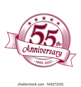 55th Anniversary design template. Vector and illustration.