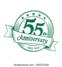 55th Anniversary design template. Vector and illustration.