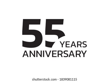 55th anniversary logo. 55 years celebrating icon or badge. Vector illustration.