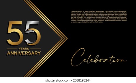 55th anniversary logo. Golden anniversary celebration logo design for booklet, leaflet, magazine, brochure poster, web, invitation or greeting card. vector illustrations.